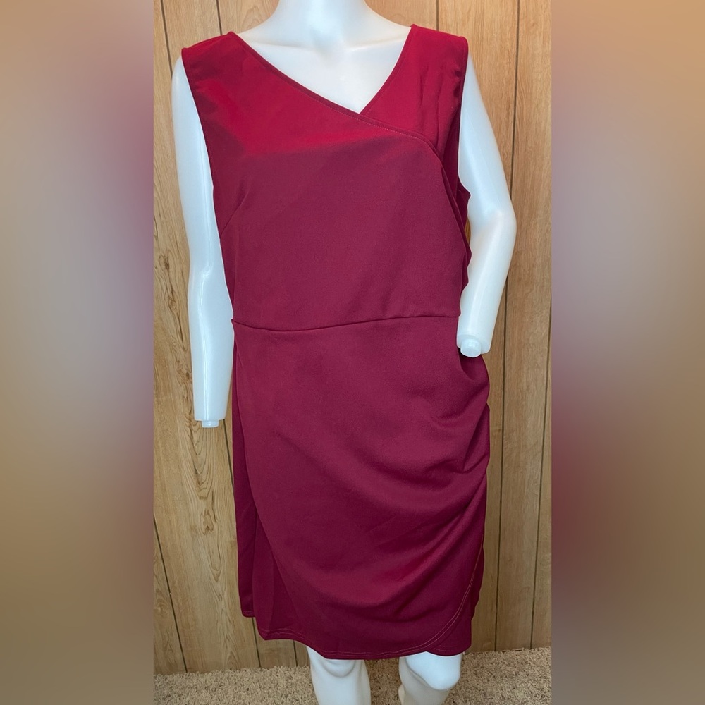 Tehoao Red Holiday Festival Party Christmas Sleeveless Dress Sz 2xl Side Zip